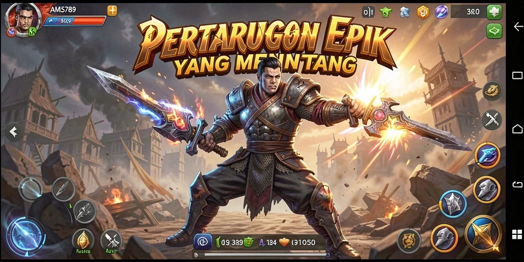 Screenshot gameplay Fighting yang menunjukkan aksi pertarungan epik.