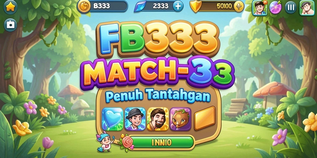 Tampilan screenshot utama FB333 menunjukkan gameplay Match-3 yang seru.