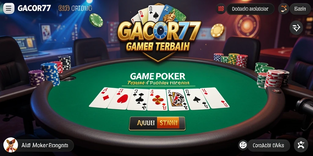 Screenshot utama GACOR77 menampilkan gameplay seru poker.
