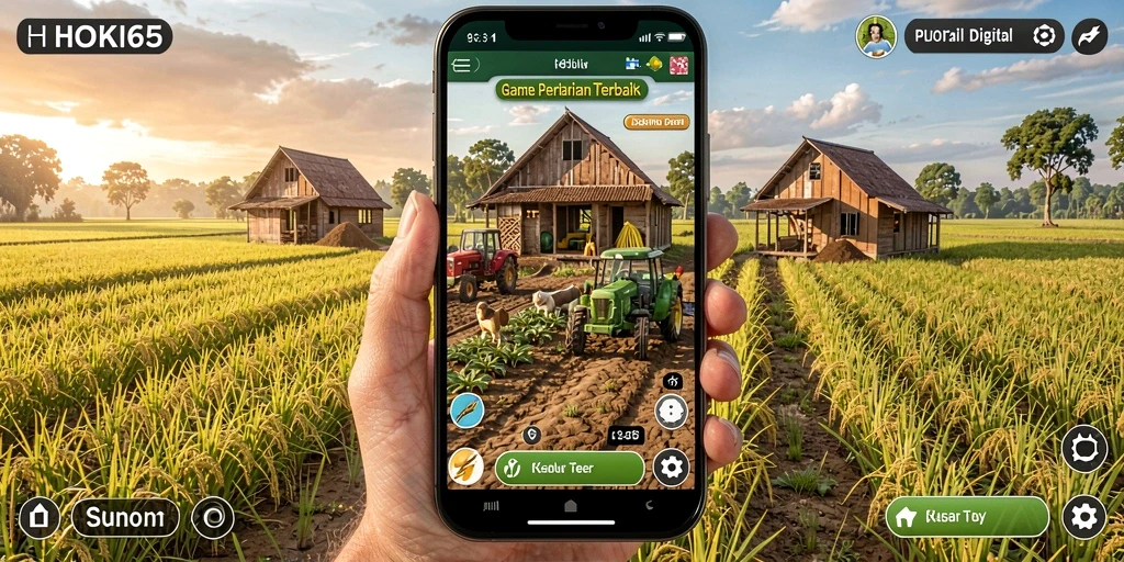 Tampilan gameplay seru dari HOKI65 yang menunjukkan pertanian virtual.