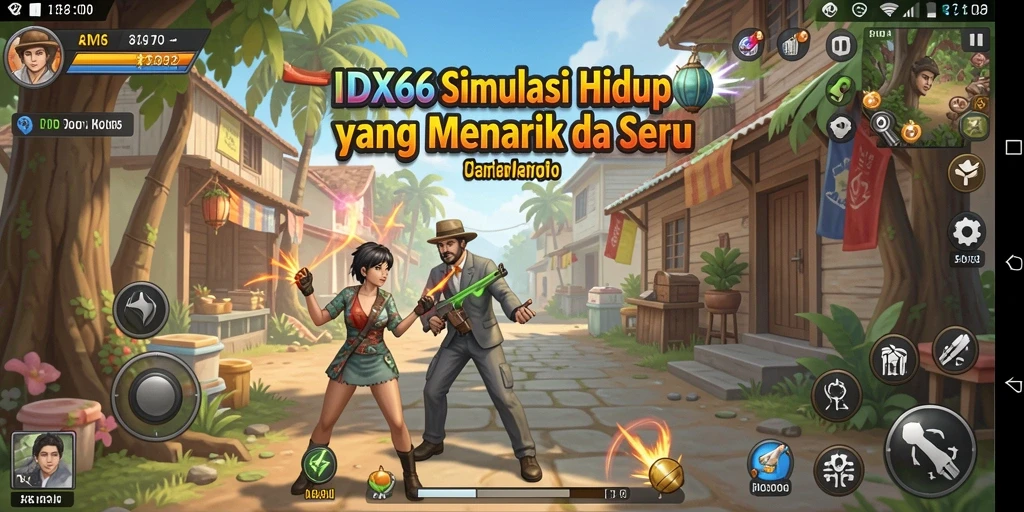 Tampilan interaktif gameplay IDX66 yang penuh warna.