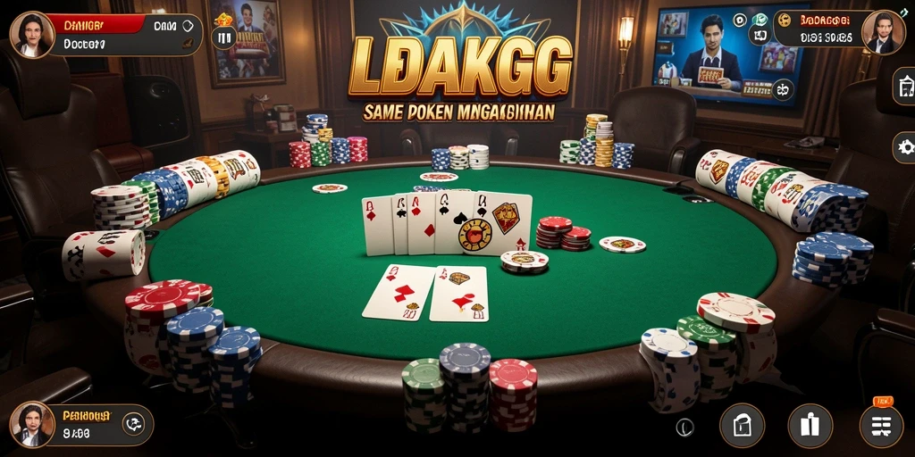 Screenshot gameplay LEDAKGG dengan suasana poker yang menegangkan.