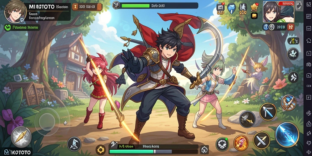 Tampilan gameplay MIOTOTO yang menarik dengan karakter Anime yang beragam.