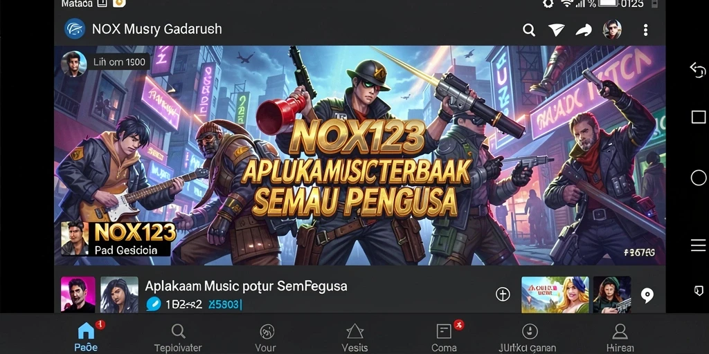 Tampilan gameplay NOX123 dengan musik yang mengasyikkan.